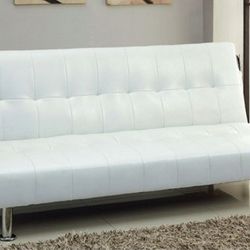Brand New White Leather Futon Sofa Sleeper