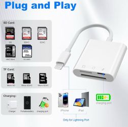 SD Card Reader for iPhone iPad with Lightning Port, SD & Micro SD Dual Slots Memory Card Reader for Digital Trail Camera Card Adapter SD Card Viewer,