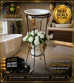 🌹 Elegant Decorative Wash Basin & Floral Stand – Beautiful Accent Piece 🌹