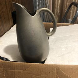 Vintage silver or pewter tall heavyweight pitcher 