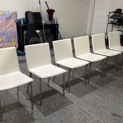 6 White Modern Dining Chairs