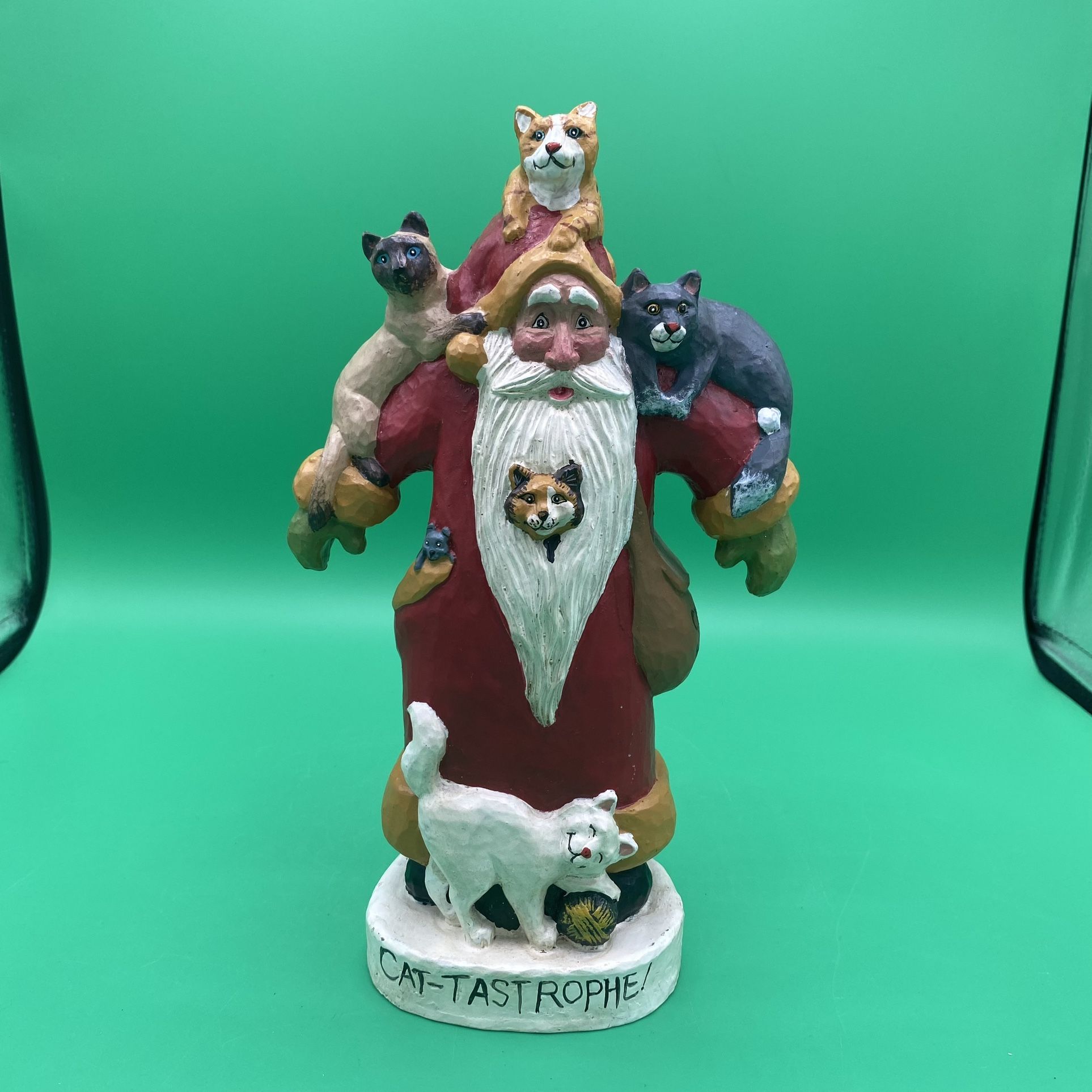 House of Hatten Santa Cat-tastrophe 9 1/2" Christmas 1998 Santa Claus Cat Lover