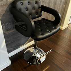 Black Adjustable Stool With Arms