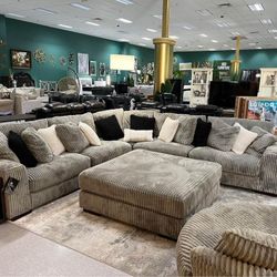 New💌$10 Down Payment Finance 💌Lindyn 5 Piece Velvet Sectional  And Ottoman ▪️# Sofa # Loveseat # Couch # Living Room Set Options Available