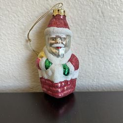 Handblown Glass Santa on Chimney Ornament