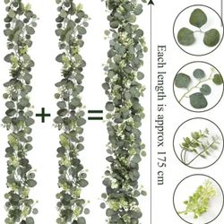 Eucalyptus Garland 5.9 Ft With White Flower Berries $4 Each 3 For $10 Wedding Party Accent 