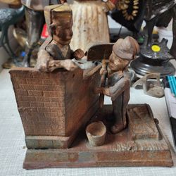 antique cast iron bank 7x7x4