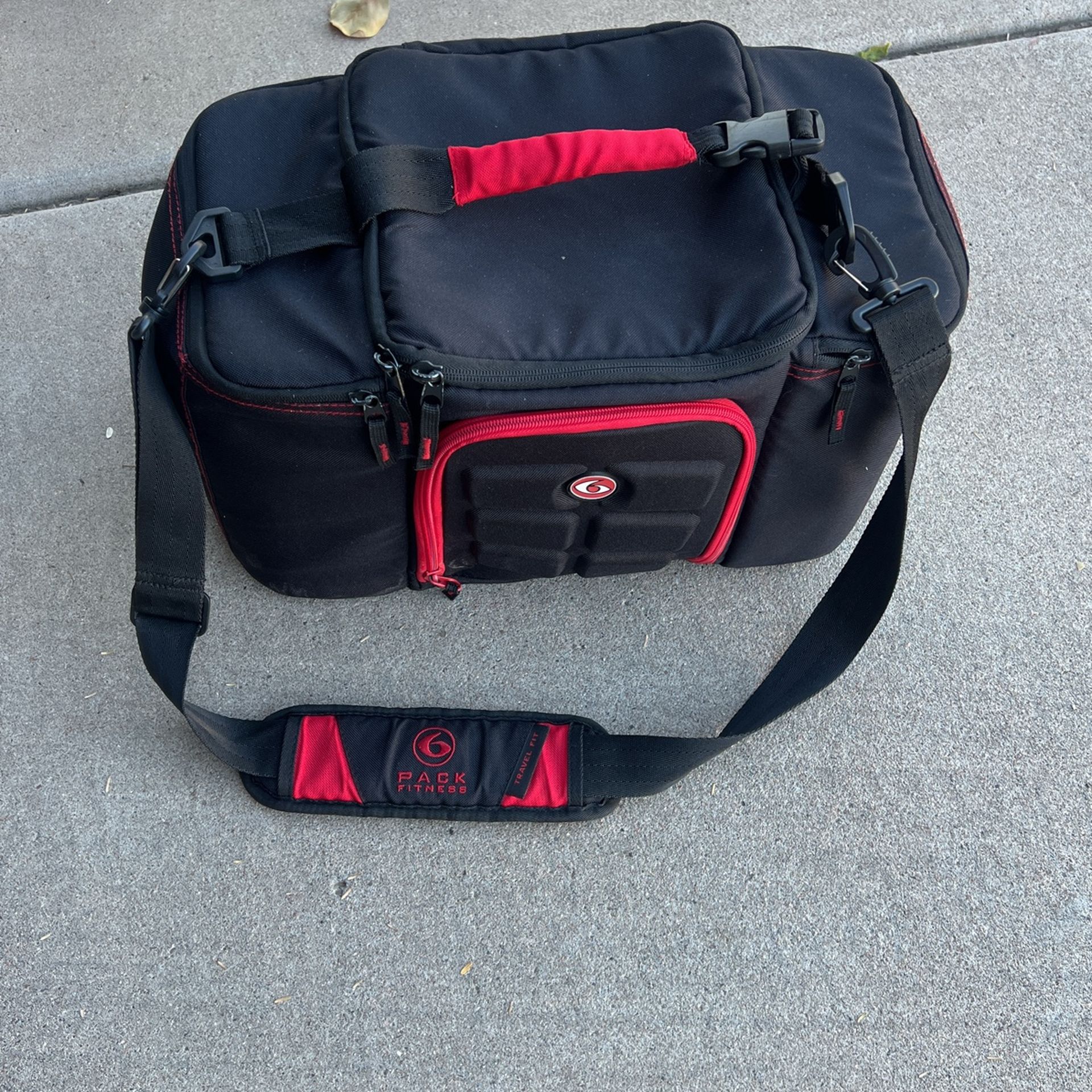 6 Six Pack Fitness Originator 300 Elite Meal Management Bag Black Red