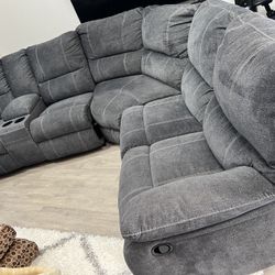 Grey Recliner Sectional Sofa (read Description)