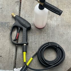 Pressure washer gun, and foam canon