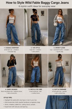 Wild Fable Baggy Cargo Jeans – Y2K Wide Leg Denim