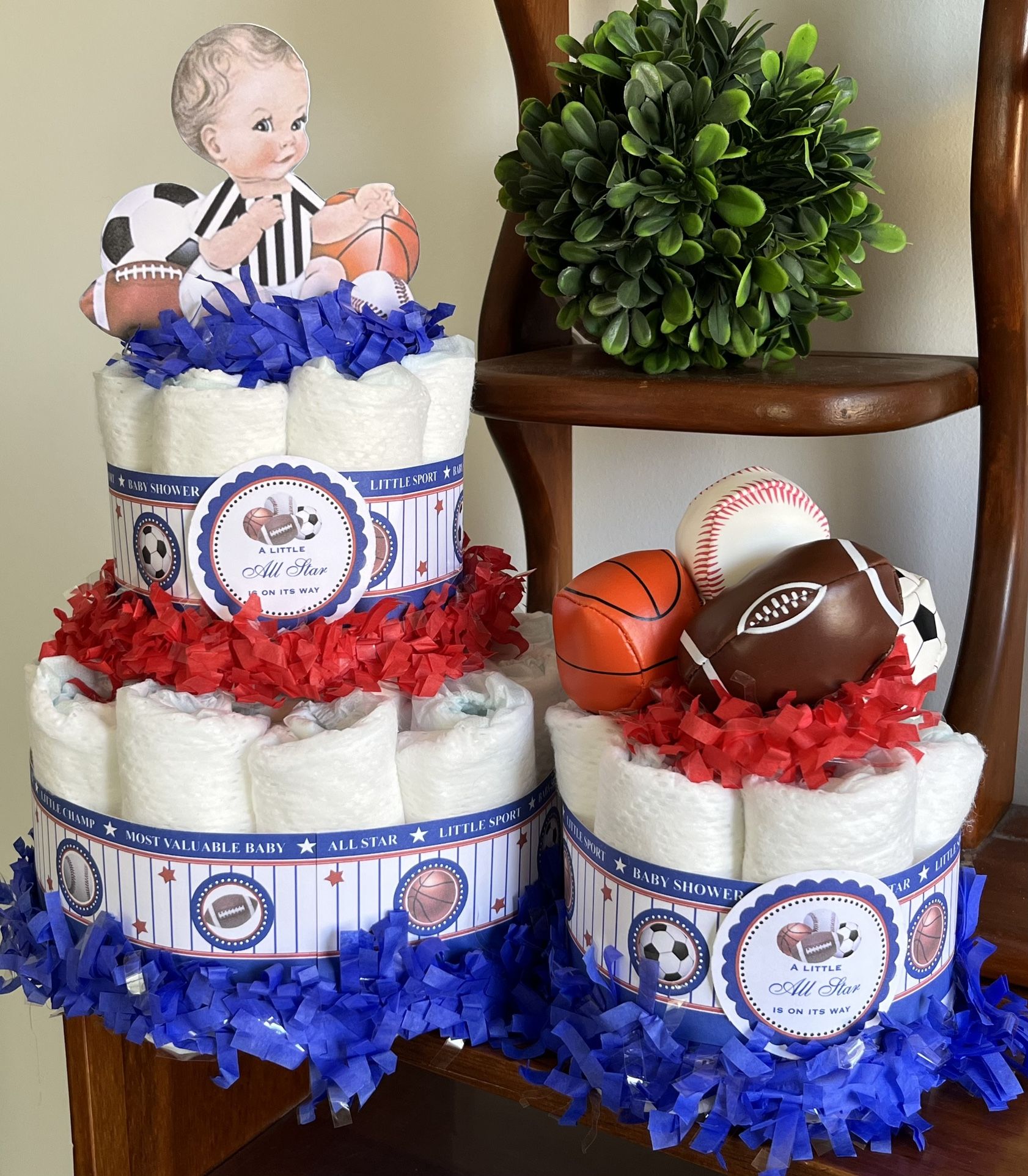 SPORTS ALL STAR ON THE WAY baby shower diaper cakes gift centerpieces