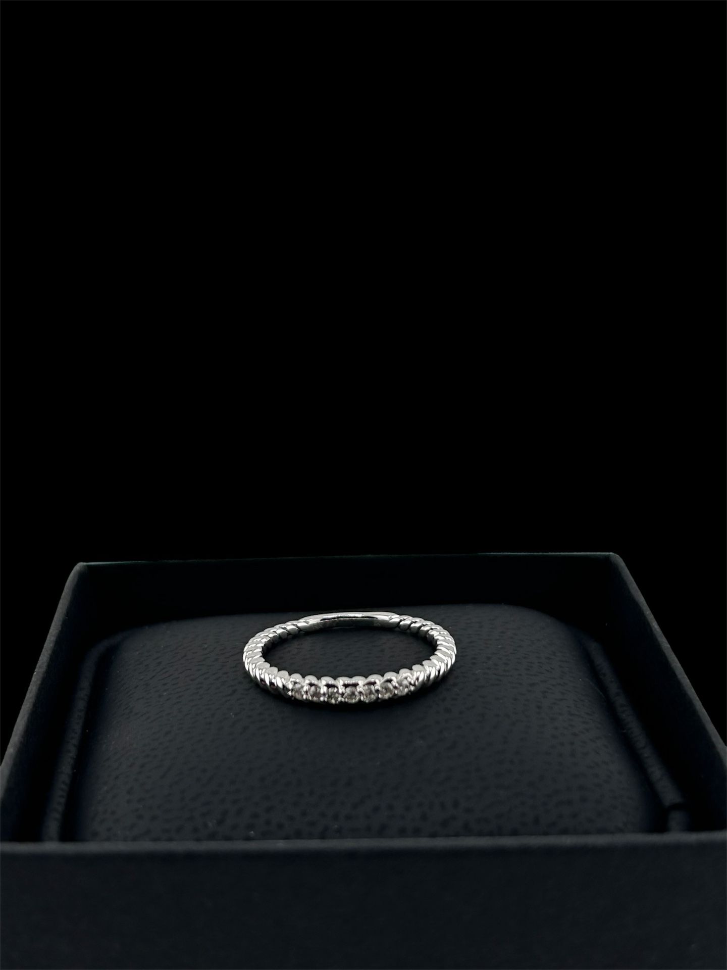 Beaded Diamond Pave Band In 14k White Gold