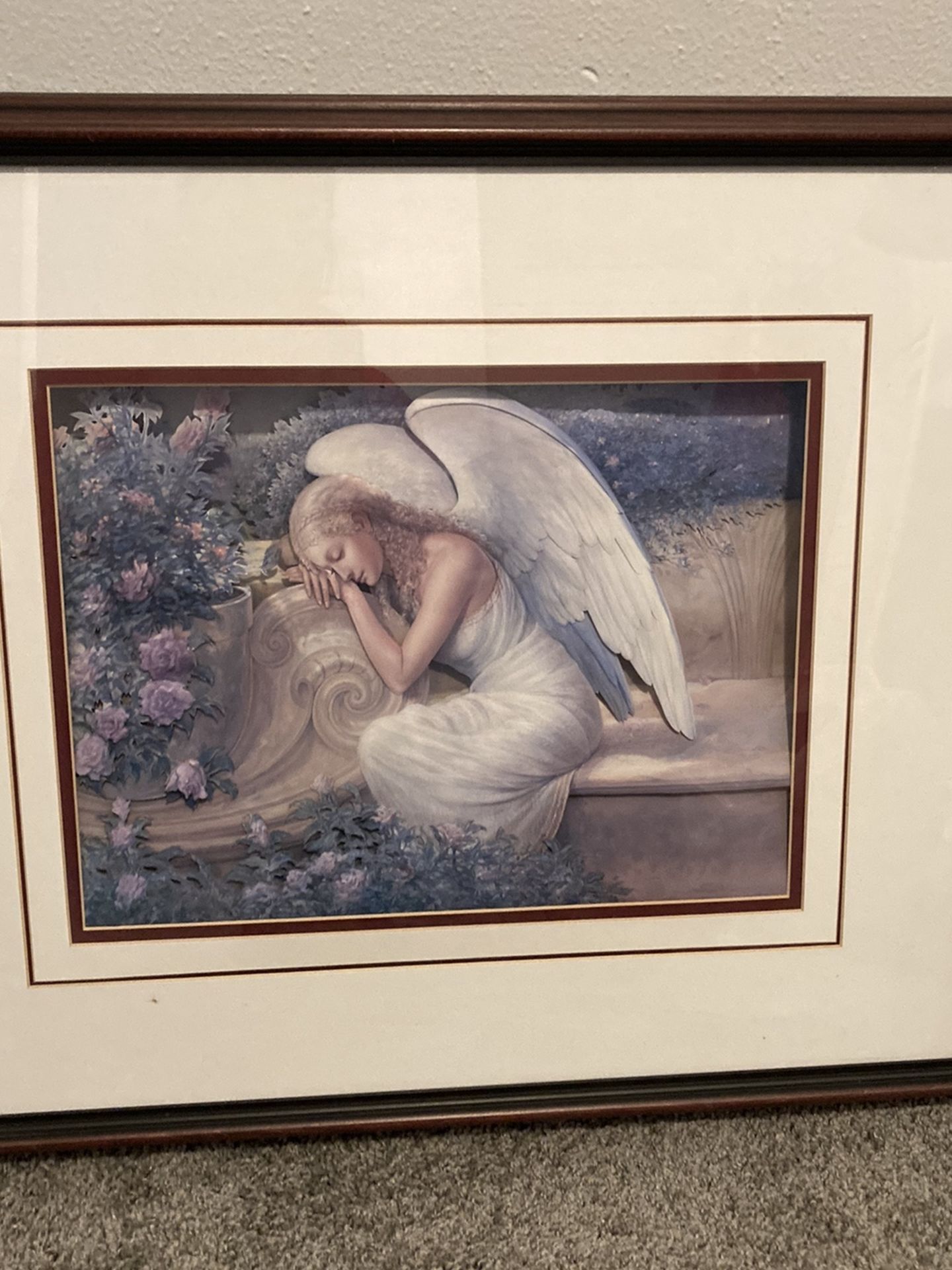 3 Dimensional Angel Picture Maroon Frame