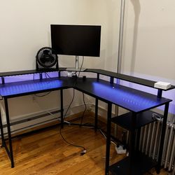 L Shaped Table With LED Lights