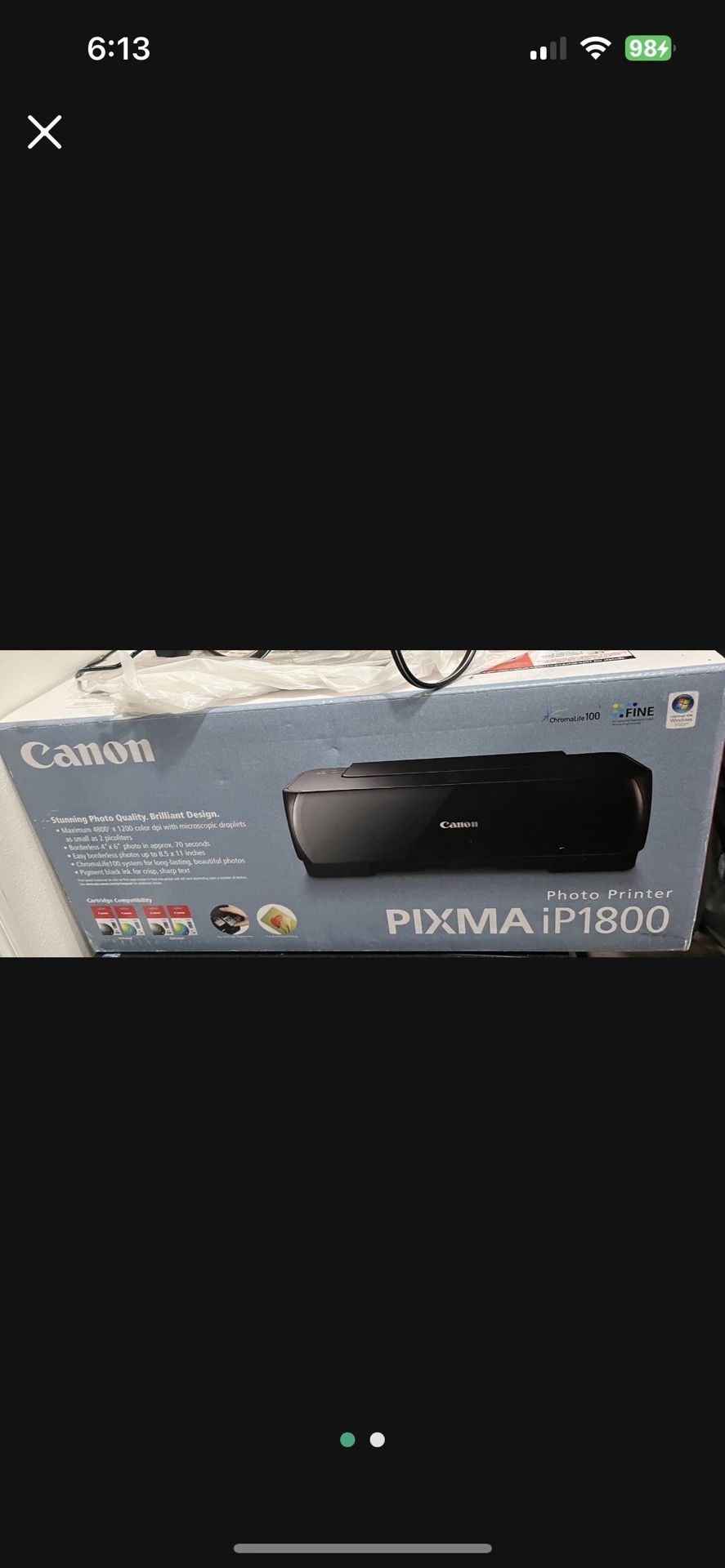 Brand New In Sealed Box Canon Pixma iP1800 Photo Printer 