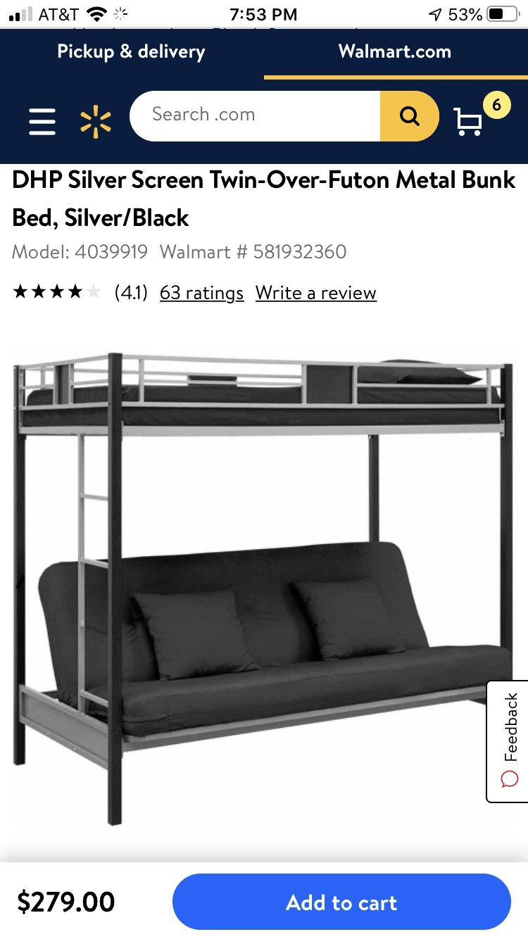White bunk bed metal frame only
