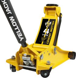 YELLOW JACKET Low Profile Floor Jack with Dual Pumps Quickly Lift Hydraulic Car Jack with Pad