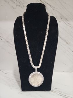 Sterling silver chain With Sterling San Judas Coin /Pendantl