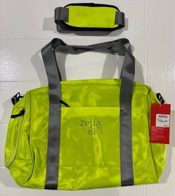 NEW Zella Girl Neon Green/Yellow/Grey Gym Duffle Weekender Bag w/ Shoulder Strap - $25