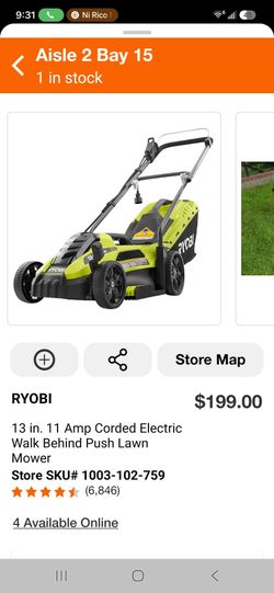 Ryobi 13 in. Corded Electric Push Lawn Mower