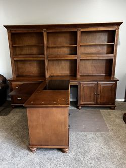 Large 6-Piece Solid Wood Desk