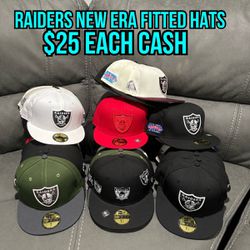 NFL New Era Las Vegas  Raiders 59fifty Fitted Hats 6 3/4, 6 7/8, 7, 7 1/8, 7 1/4, 7 1/2, 7 5/8, 7 3/4 And Size 8