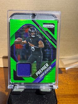 Panini Prizm Lamar Jackson Premier Jerseys Patch Neon Green Pulsar