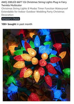 AWQ 200LED 66FT C6 Multicolor Christmas String Lights