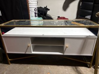 White and Gold TV Stand Media Console