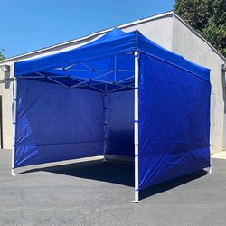 Brand New $129 Heavy Duty White 10x10 ft Canopy with 3 Sidewalls EZ Popup Outdoor Gazebo, Carry Bag
