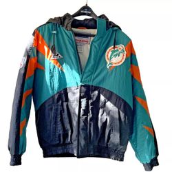 VTG Rare APEX Men's NFL Miami Dolphins Long Sleeve Full Zip Hoodie Jacket Size M