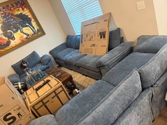 Blue couch sectional
