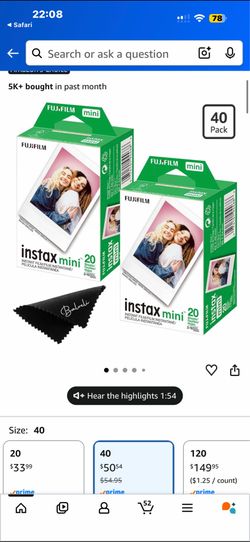 Fujifilm Instax Mini Film Two Instant Film Twin Packs - 40 EXP
