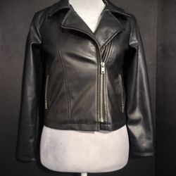 Girls Black Old Navy Leather Jacket (Size L)