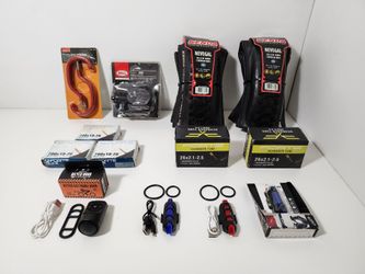 Bike Tires, Inner Tubes, Pedal Set, 6 Pack Hooks, Bell, Front Tail Lights