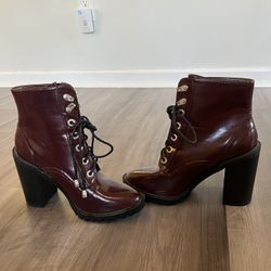 Burgundy Combat Boot Heel 