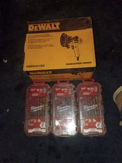DeWalt disc Sander and Milwaukee drill bits three sets