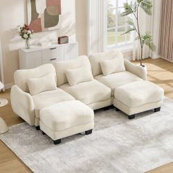 Rosedale 101" Modular U-Shaped Curve Design Sectional Sofa with 2 Ottomans