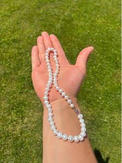 9mm Freshwater Pearl Jewelry Set – Necklace, Bracelet & Stud Earrings 🤍