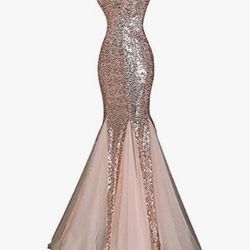 Light Pink Women Sparkly Sequins Mermaid Prom Dresses Long Strapless Formal Evening Party Gown