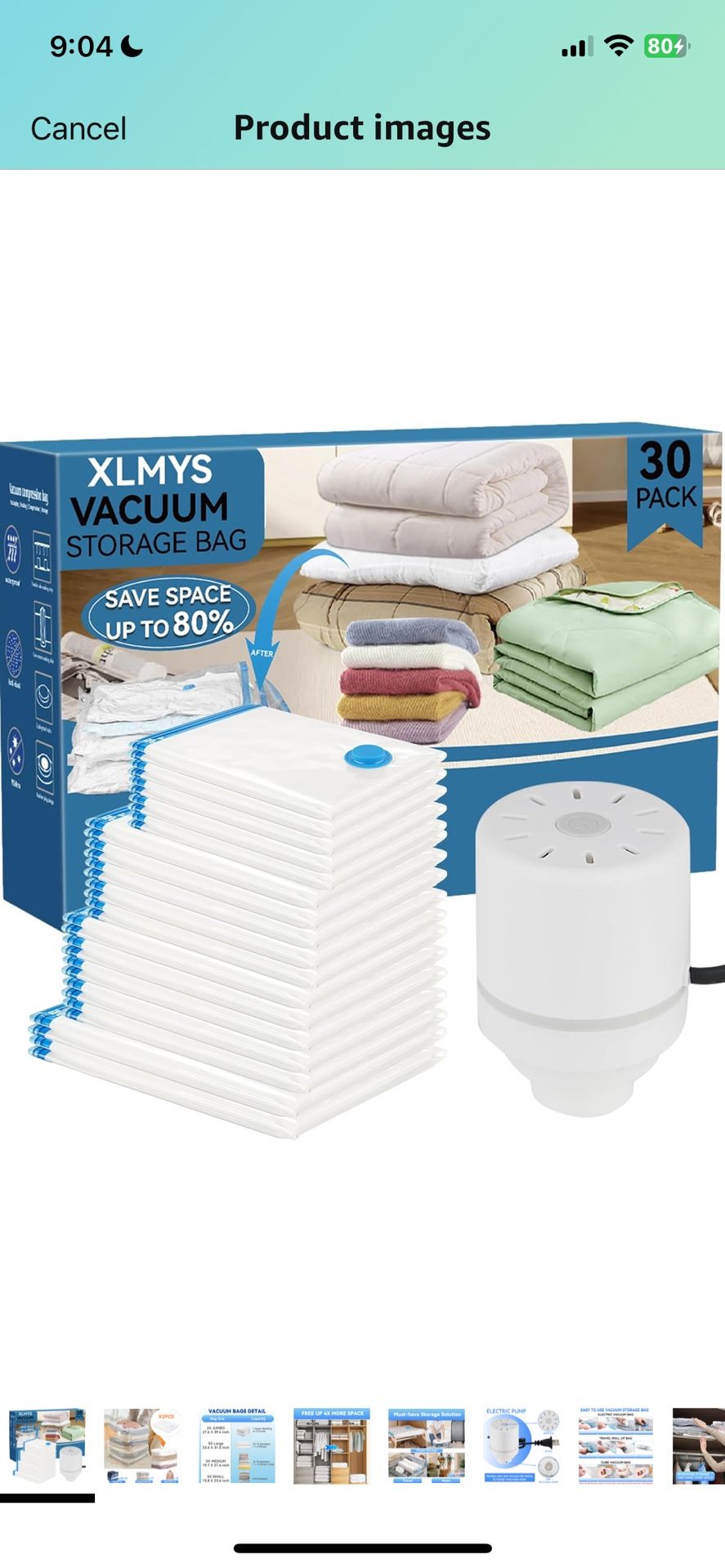 Vacuum Seal Bags for Clothing with Electric Pump, 30 Pack(2 Jumbo,5 Large& Medium&Small, 2 Cube,10 Roll Up) Vacuum Storage Bags, 80% Space Saver Vacuu