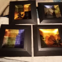 Wall Mounted Glass Art Platters. 17 "x 17 ".