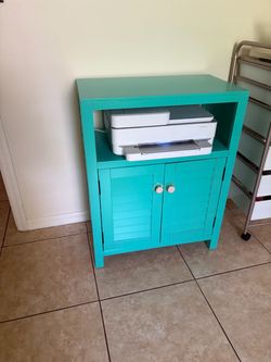 Teal Blue Beachy Storage Desk Table