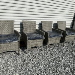 Best Choice Products: 4 Piece Wicker Dining Set Indoor Outdoor Garden Furniture Backyard 4 Chairs - Navy Blue
