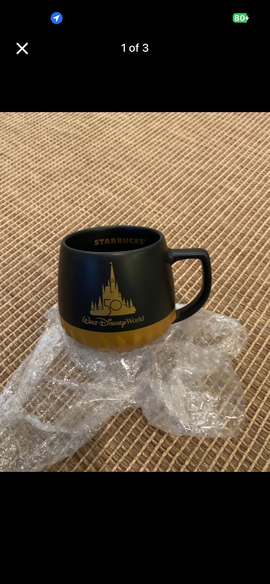 Starbucks Disney 50th Anniversary Mug Black Gold - NEW