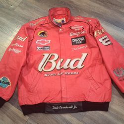 Vintage Jeff Hamilton Budweiser Dale Earnhardt Jr. Leather Jacket Men's XXL Racing