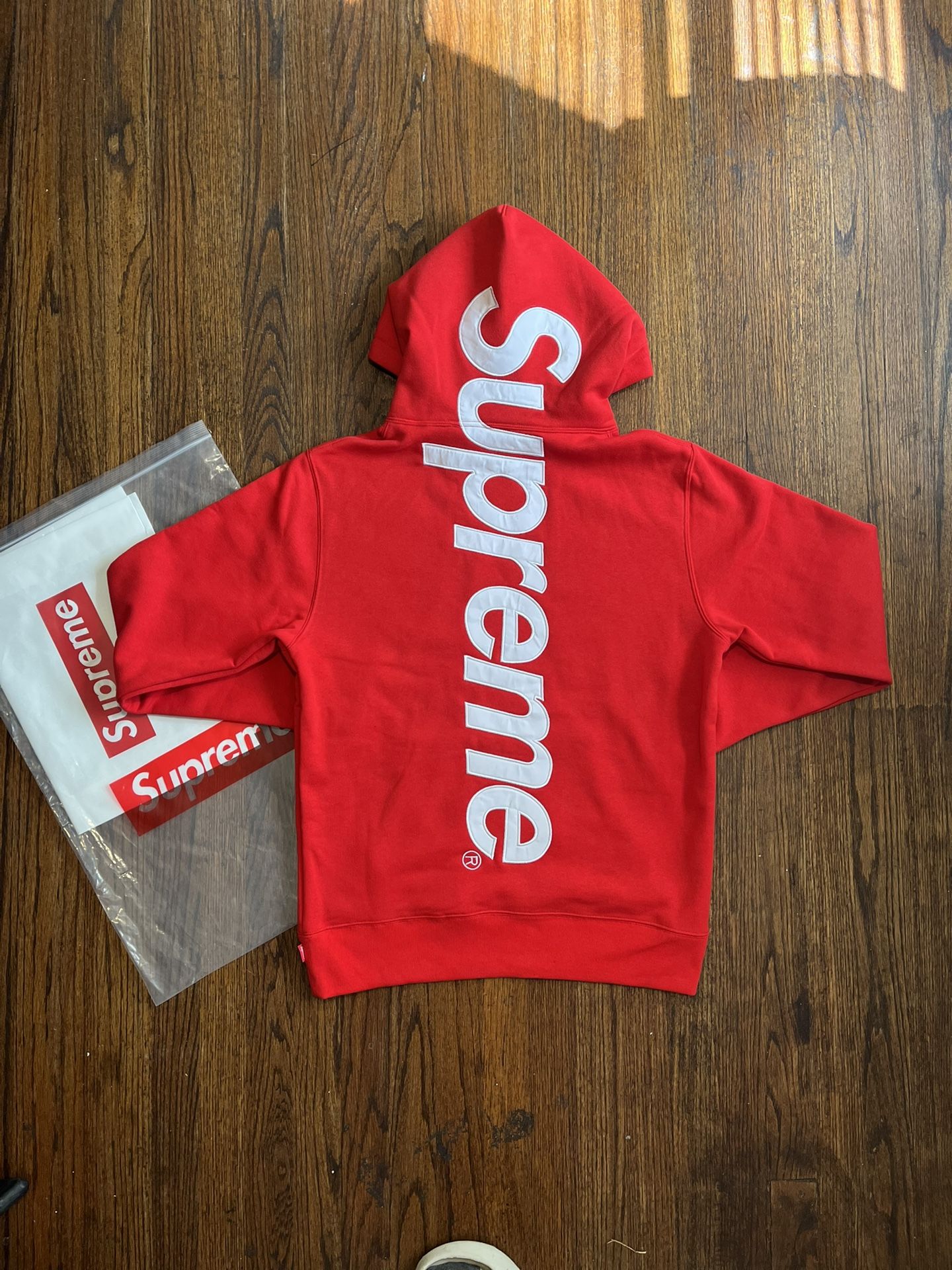Supreme Satin Applique Hooded Sweatshirt Red🔥