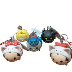 Rare Disney Tsum Tsum Lot (5pc): Maleficent, Cat Costume Mickey & Minnie
