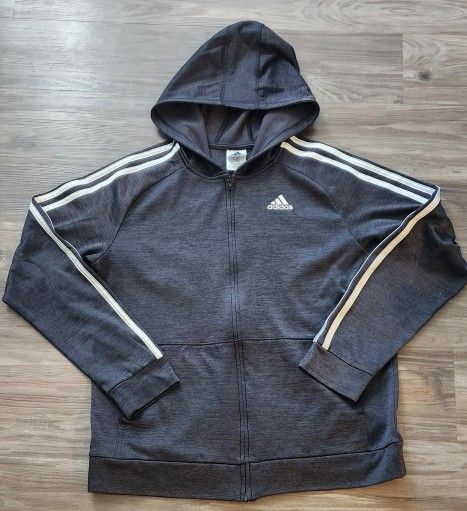 Kids Boys Girls Addidas Zip Up Hoodie Hooded Sweater Sz Xl 18/20